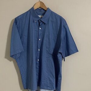 Peter Miller Blue Pattern S/S Button Up Shirt - Men's XXL
